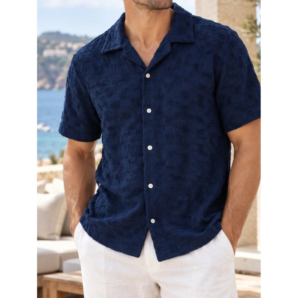 Bonobos Riviera Cabana Terry Men's Shirt Buttondown Short Sleeve Cotton M 290583